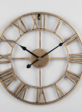 欧式挂表简约客厅时钟 铁艺静音数字挂钟 创意装饰钟表跨境clock