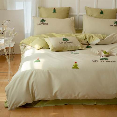 A类小清100纯棉RKI件水洗棉毛巾绣件套全新棉可爱床四单被套三套