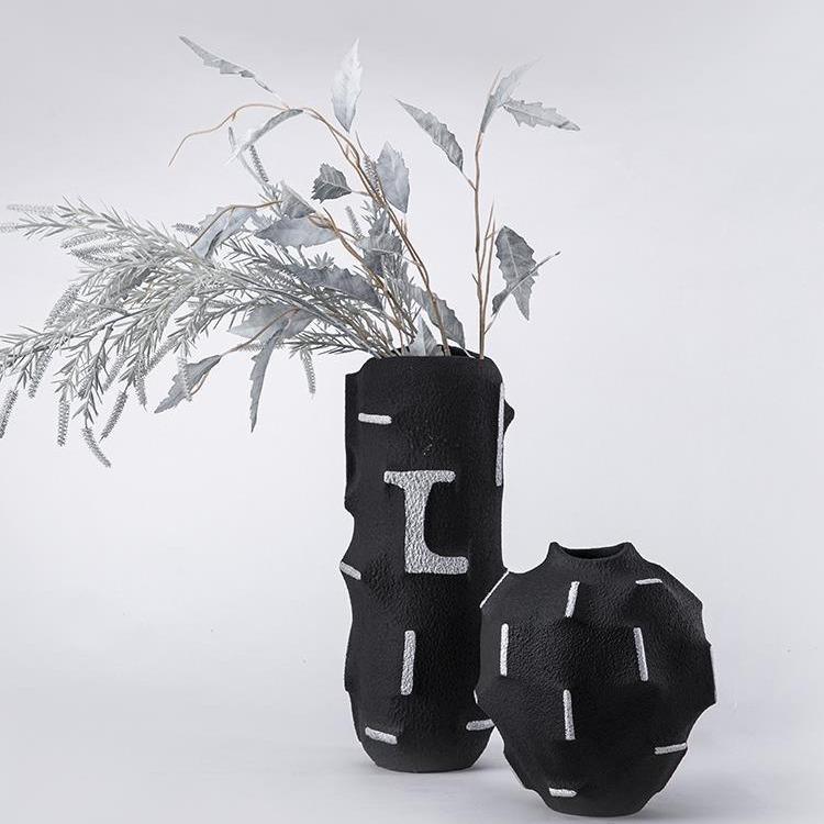 Darchin 素-墨银-银黑诧寂风花器花瓶铜绿简约禅意插花干花
