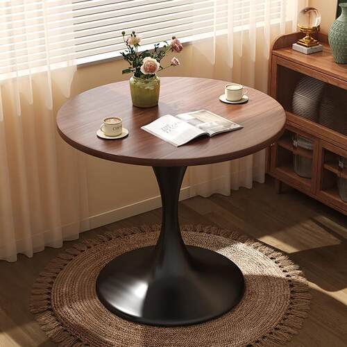 圆桌洽谈咖啡桌家用休闲阳台小茶几桌子中古风圆形餐桌奶茶店桌椅