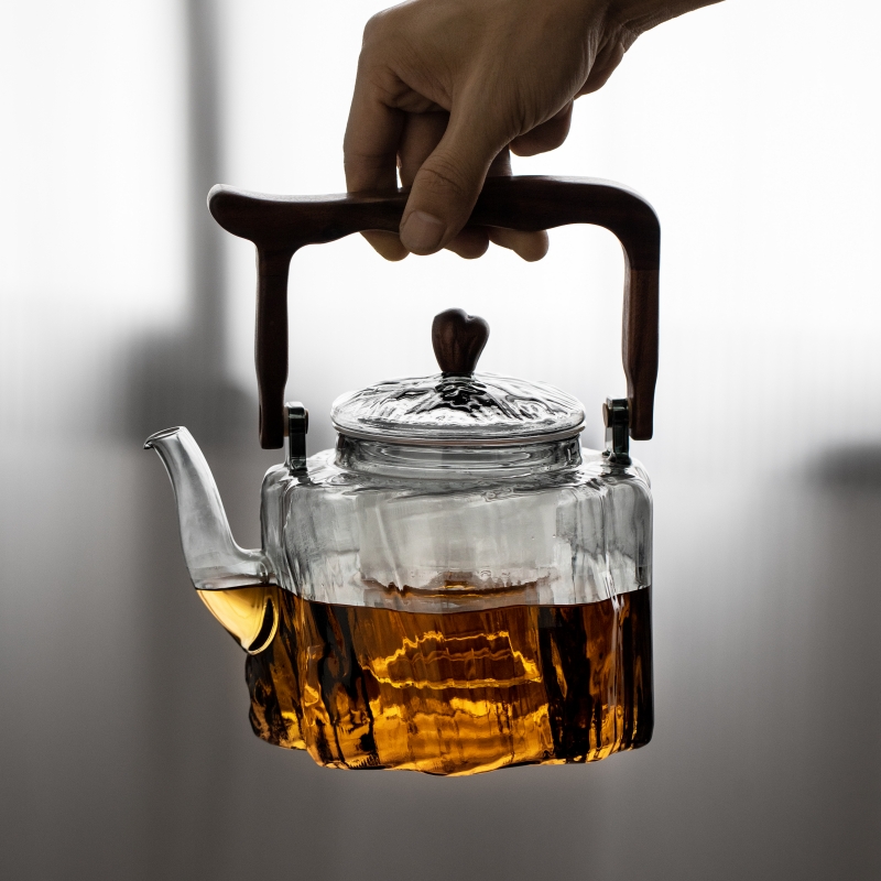 煮茶壶耐高温玻璃泡茶壶大容量蒸煮两用提梁壶电陶炉烧水煮茶套装
