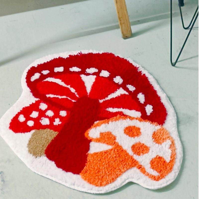 蘑菇簇绒地垫毯子柔软脚感舒适防滑客厅飘窗卧室儿童浴室垫定制