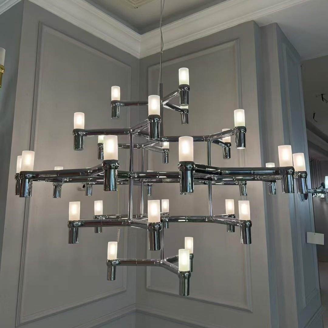 挑高大厅吊灯简约现代别墅客厅挑空餐厅灯个性复式跃层楼梯大吊灯