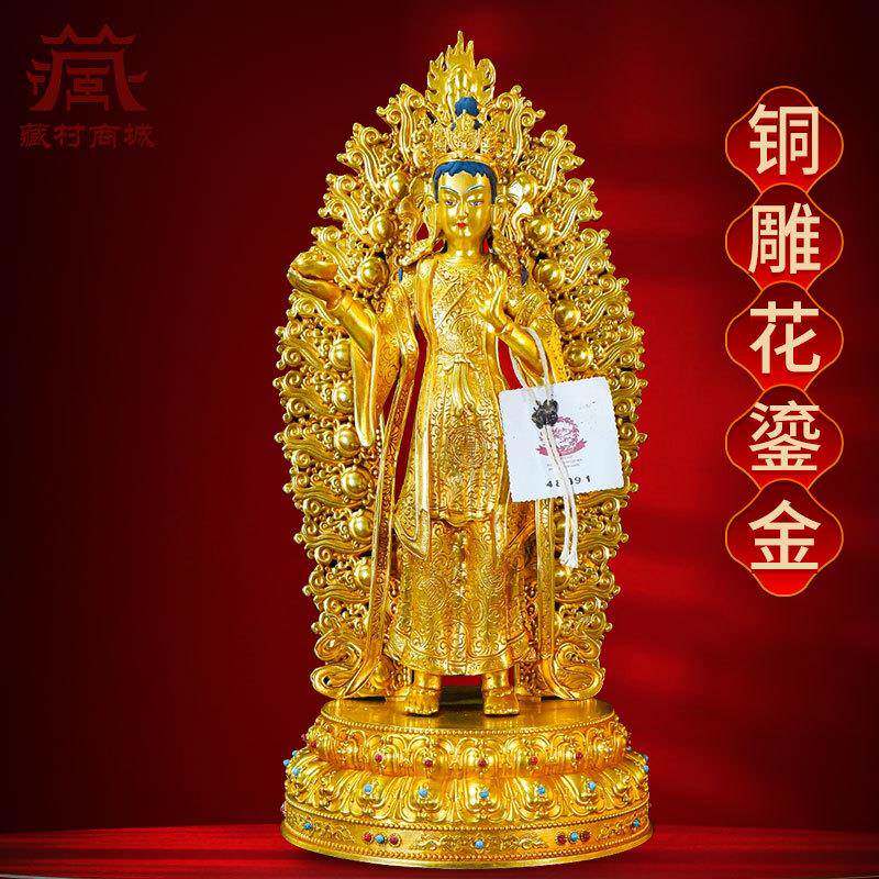 全鎏金《益西措嘉》精工铜雕室内家用客厅玄关桌面铜像工艺品摆件