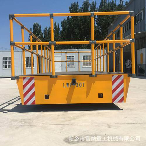 供应工业重型号大型无轨平板车电动搬运地平车加装雷达遇障碍物停