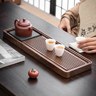 小型茶台家用托盘复古功夫茶具茶盘客厅简约干泡盘 现代轻奢排水式