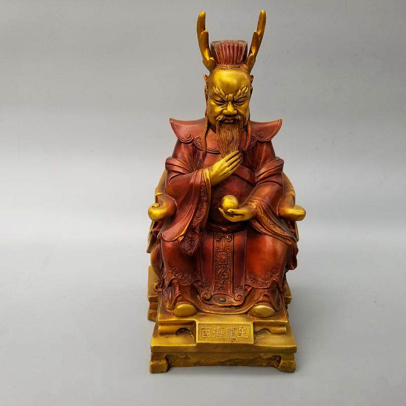 大号铜龙王爷铜像东海铜龙王像四海龙王铜器家用摆件