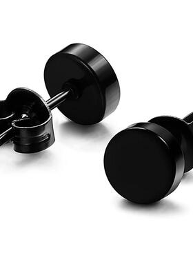 3 Pairs Stainless Steel Black Stud Earrings for Men Women CZ
