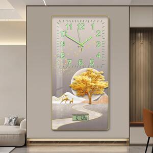 夜光轻奢钟表现代简约时尚玄关装饰画挂钟极简走廊过道墙画挂钟
