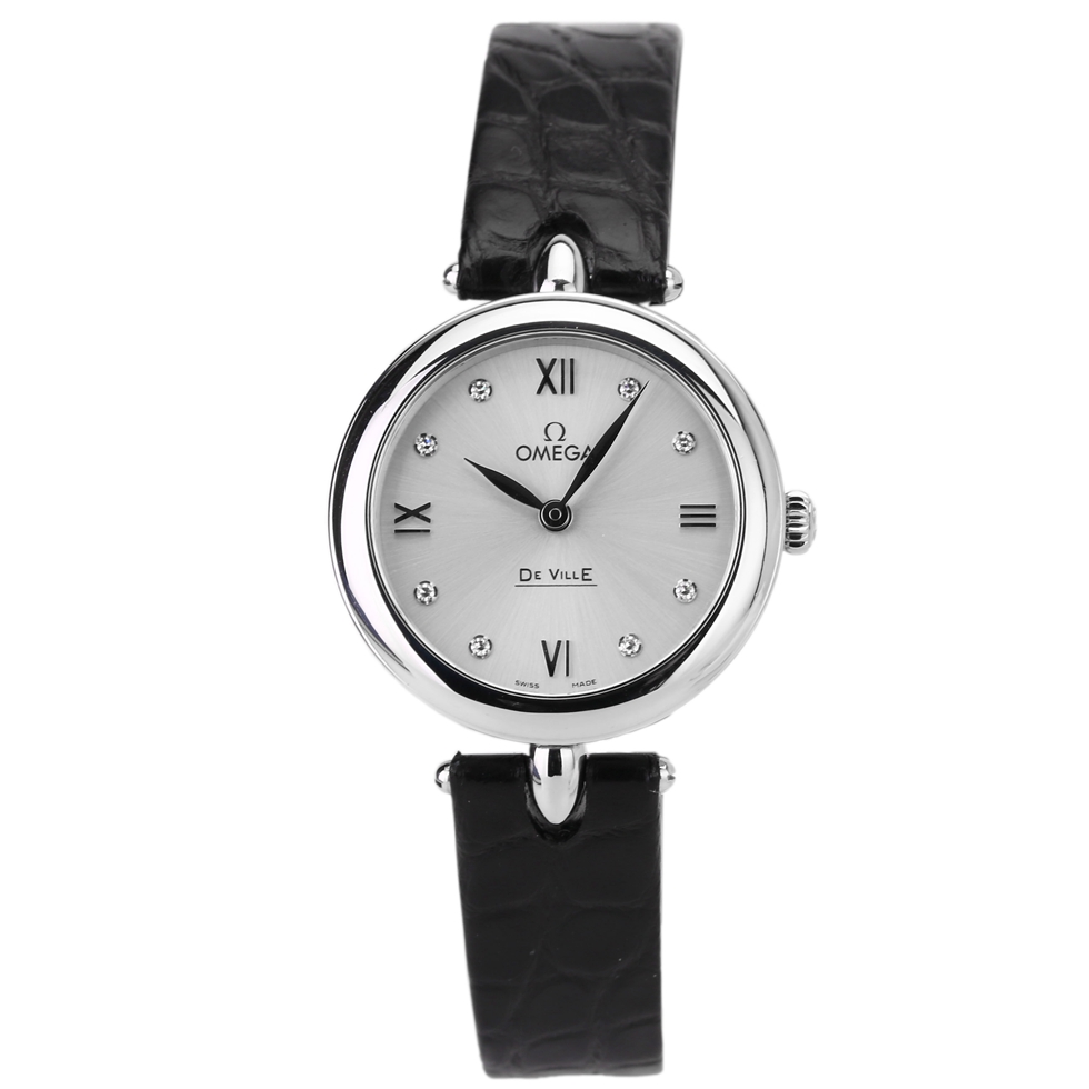 [9.8新]欧米茄碟飞系列原钻石英手表女士正品424.13.27.60.52.001