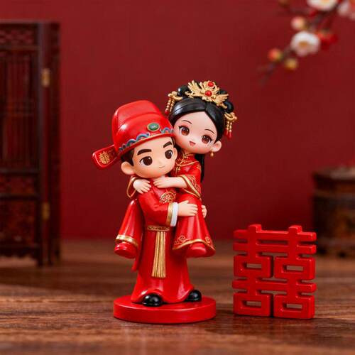 创新郎新娘人偶摆中国风新婚意婚房件装饰品面摆桌设喜庆结ZJM婚