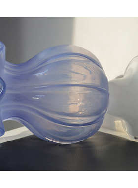 中古芬顿风紫色风灯花瓶高脚玻璃花器客厅电视柜餐桌欧式装饰摆件