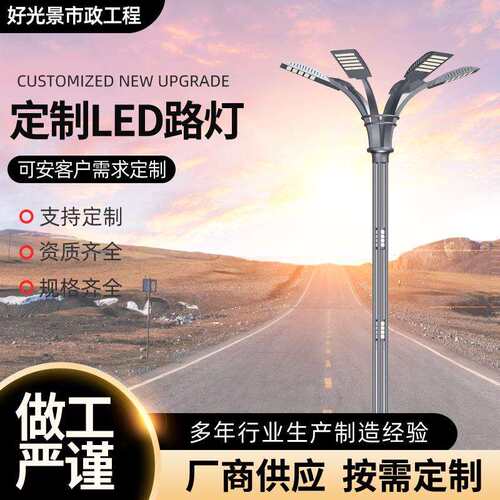 LED路灯户外12米超亮篮球场灯码头机场灯灯杆道路照明路灯厂家