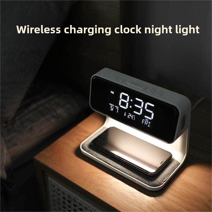 多功能无线充电器台灯时钟夜灯卧室床头灯闹钟温度万年历手机快速