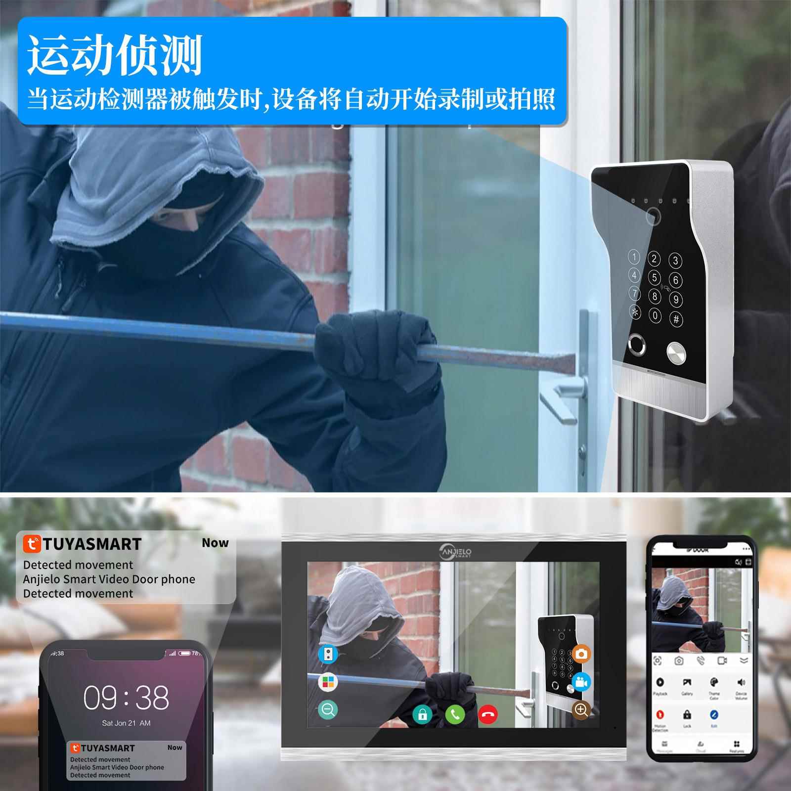 a触njielosmart七寸摸屏可对1080视P指纹密ANKXT-7+码IC卡讲智能