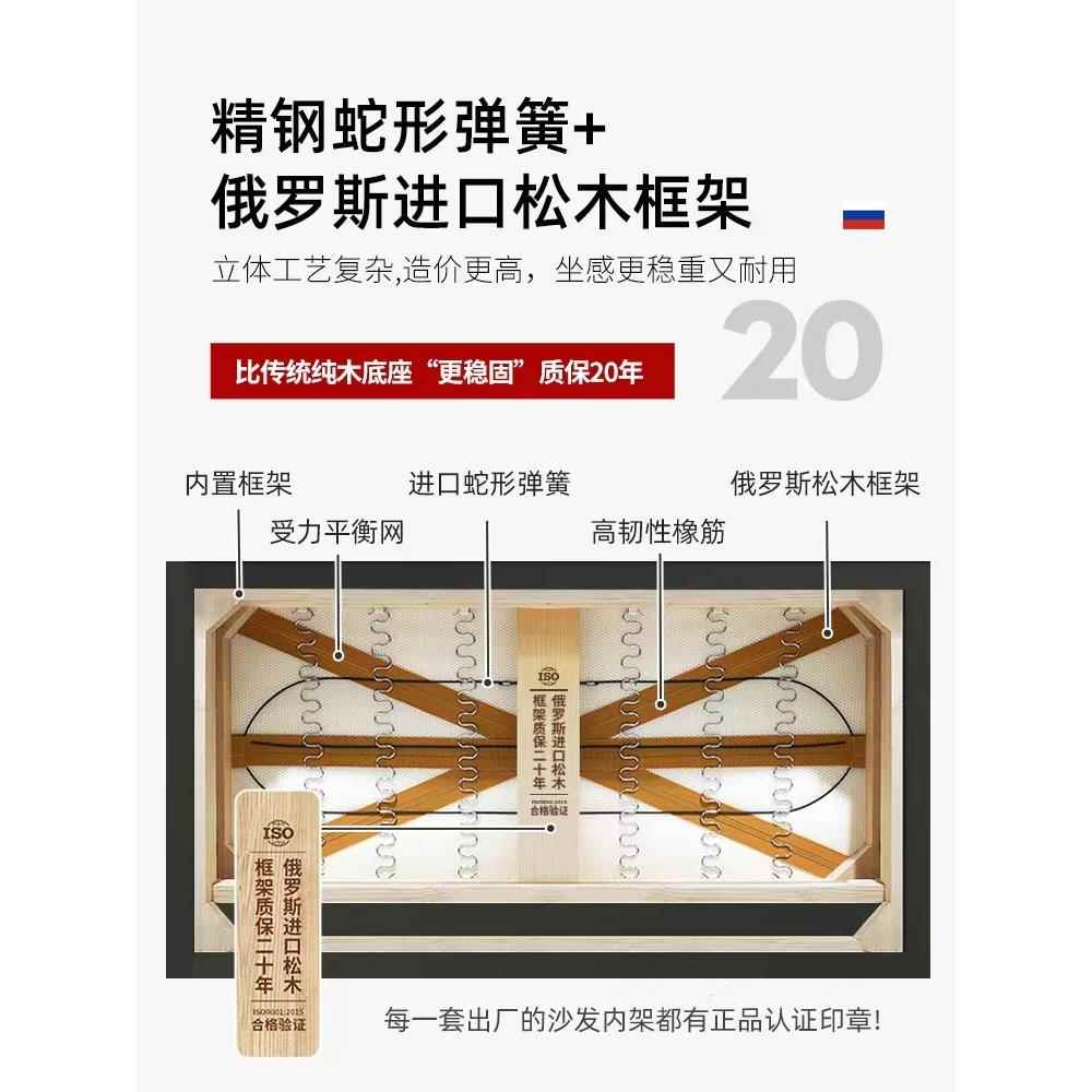 意式沙发客厅轻奢小户型豆腐块家用直排三人位现代简约科技布沙发