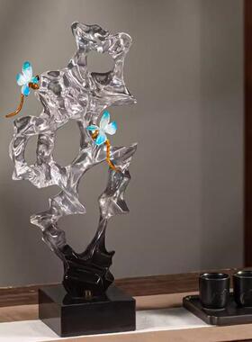 新中式假山石雕塑艺术摆件样板间酒店大堂售楼处高端玄关软装饰品