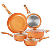 铝制套装 锅铜色八件套礼品锅不锈钢手柄不粘锅可定制