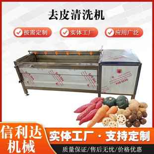 全自动毛刷土豆马蹄清洗机杏仁加工设备根茎类莲藕清洗机