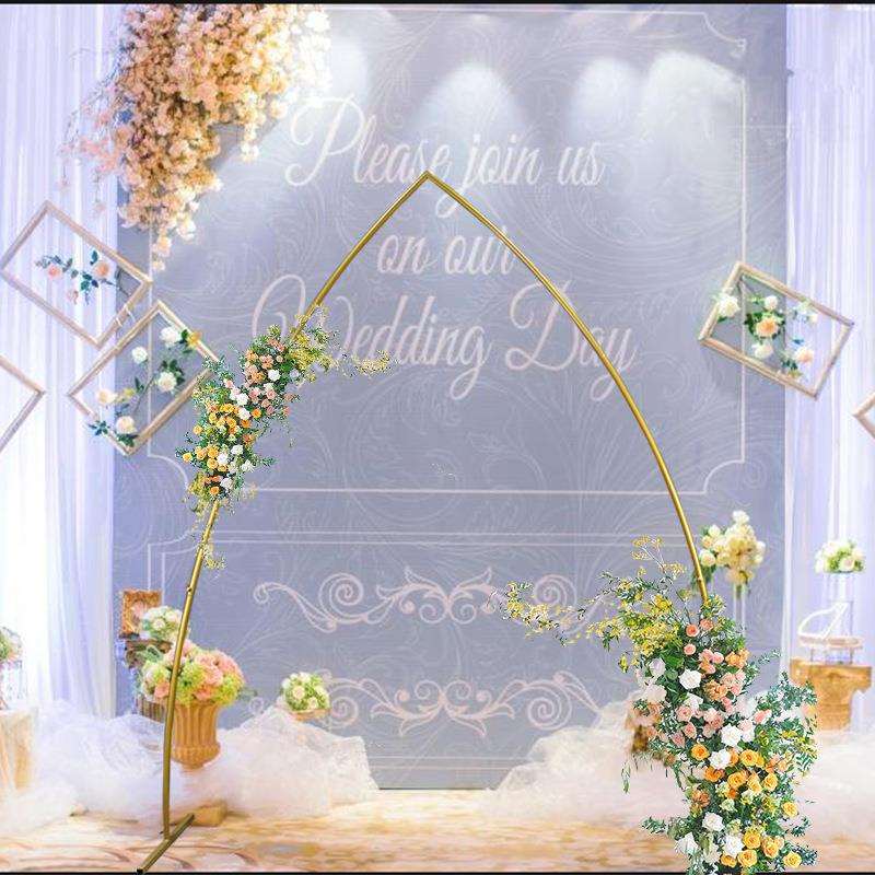 庆道具铁艺异形拱背MIH景草坪婚礼架门子婚庆现场置哥布婚特门花