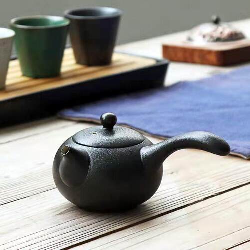 黑陶茶壶单壶家用现代简约陶瓷侧柄紫砂功夫茶具泡茶可明火煮