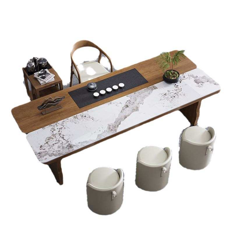 新中式实木大板泡茶桌椅组合现代简约家用办公室岩板原木功夫茶台