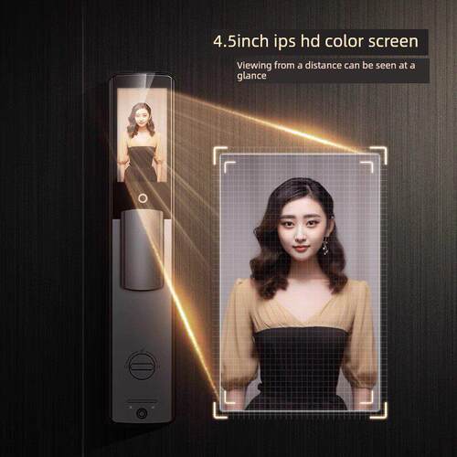 因硕C08pro智能指纹锁3D人脸识别门锁密码锁猫眼大屏智能联动家用