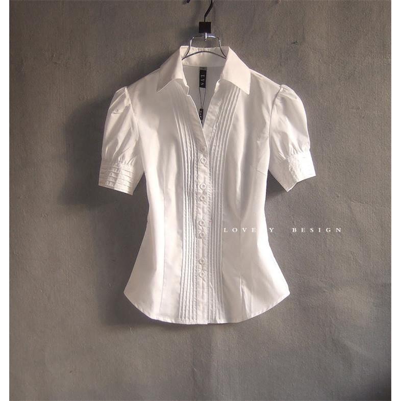 正品春夏版女士短袖衬衫职业工作服务白商韩衫时尚装长袖连体衬衣