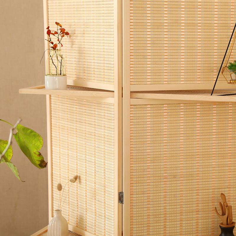 竹编实木屏风入户隔断客餐厅卧室日式玄关折屏简约现代阳台办公室