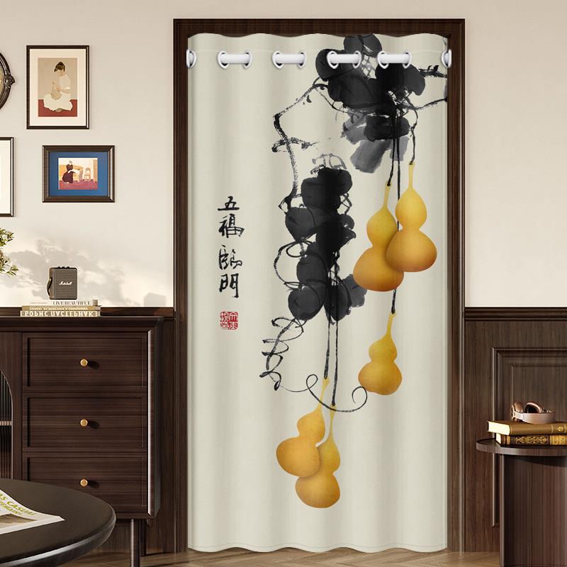中式门帘高档隔断窗卧室房间冷气隔热挂帘遮挡隐私家用厨房遮挡帘