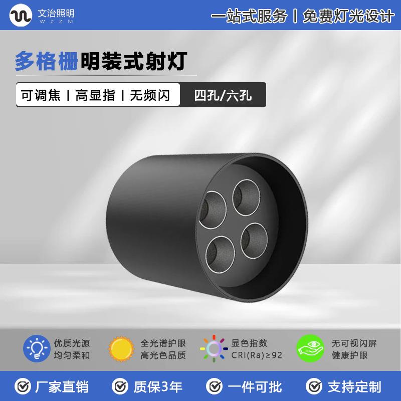 家装别墅客厅饭厅卧室多孔一体格栅灯射灯明装led防眩筒灯长筒
