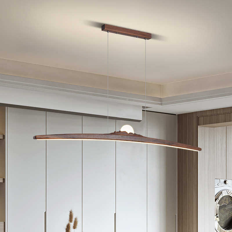 极简新中式黑胡桃木长条吊灯餐厅茶室侘寂风山水禅意吧台一字吊灯,家装灯饰光源,客厅吊灯,淘宝优惠券,粉丝福利购,淘宝优惠卷