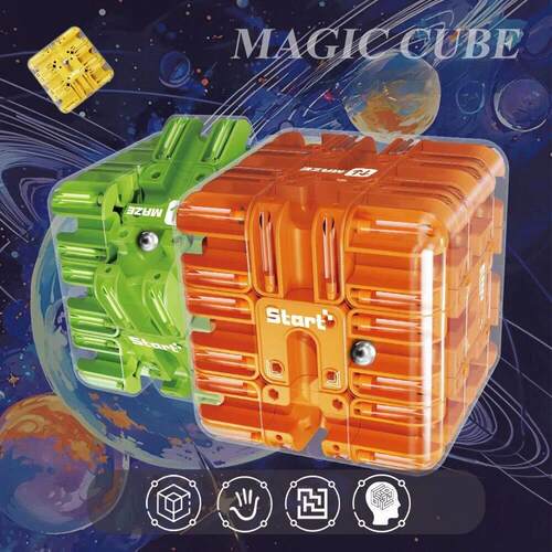 3D Maze Magic Cube Six-sided Transparent Puzzle Speed Cube R