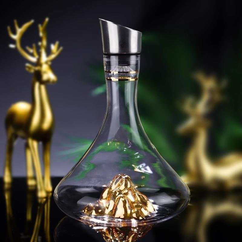 创意瀑布金山醒酒器高档水晶玻璃红酒快速醒酒器过滤式家用分酒器