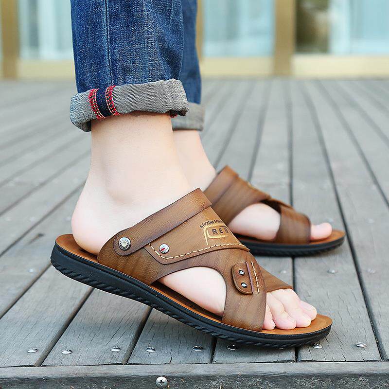 新款凉鞋男夏季2025新款休闲 滩凉拖鞋鞋男士凉两鞋真皮软底沙用