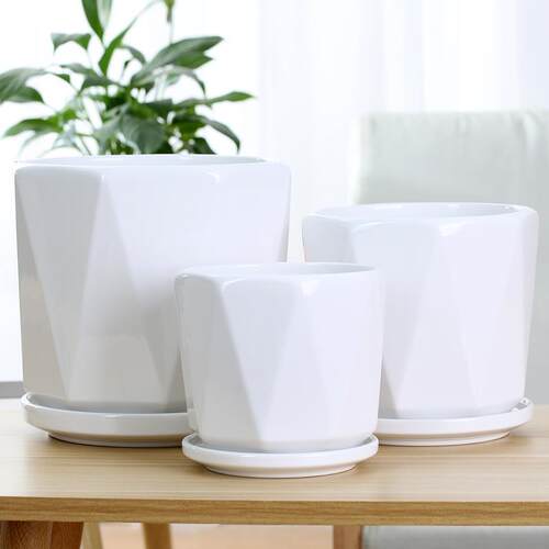 flowerpot ceramic simple large indoor plant pot with tray