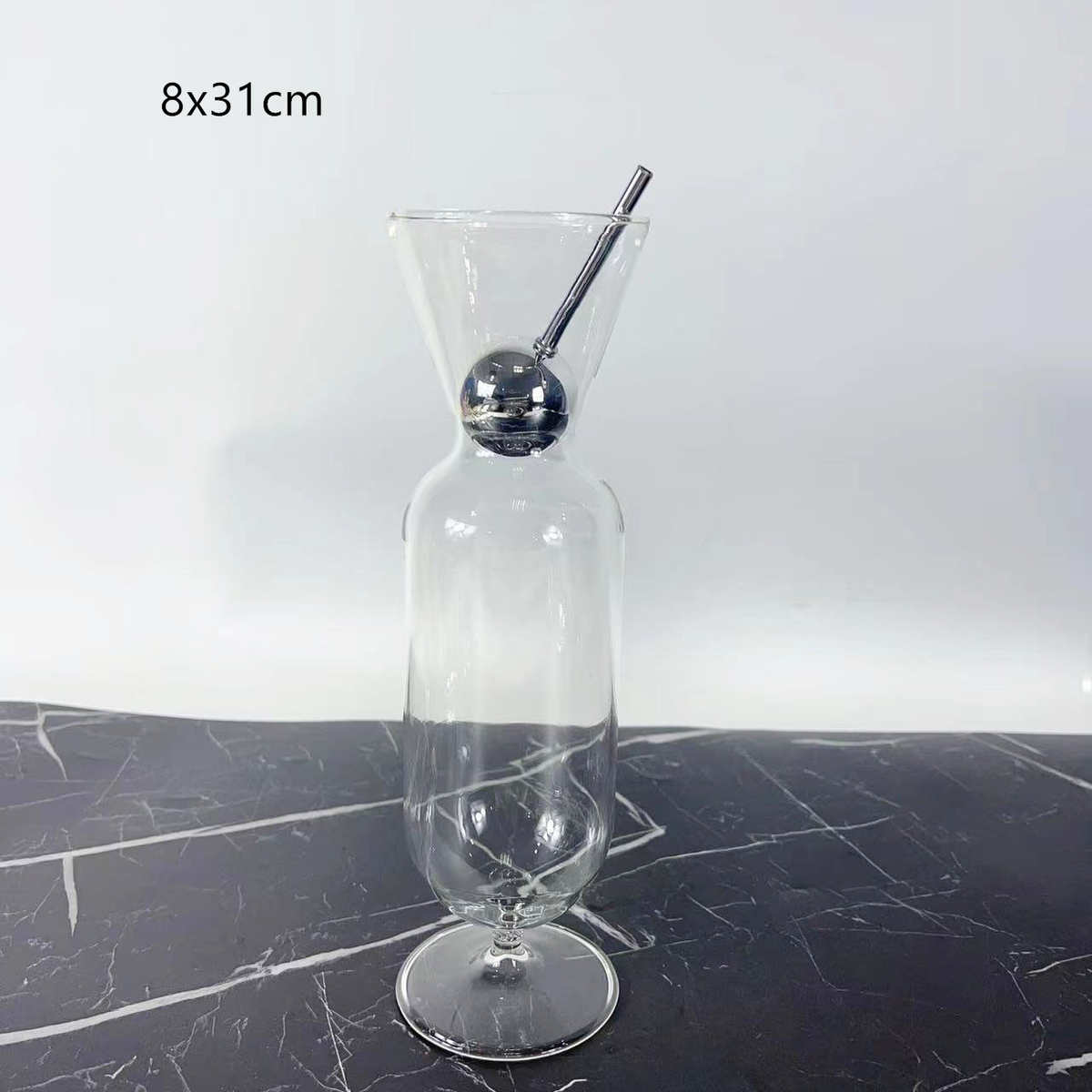 欧式酒杯玻璃软水晶样板房摆件装饰品简约现代酒具银色