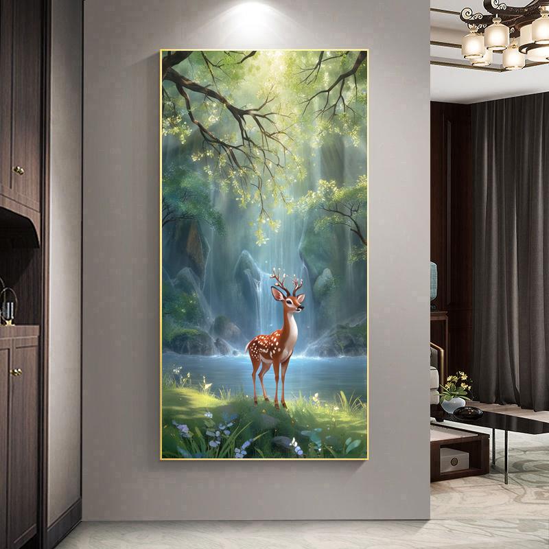 梅花鹿客厅挂画风景壁画招财鹿玄关背景墙入户走廊过道精品装饰画