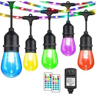 48FT 饰灯串 15灯户外S14RGBW同步发光线铜线灯节日氛围装