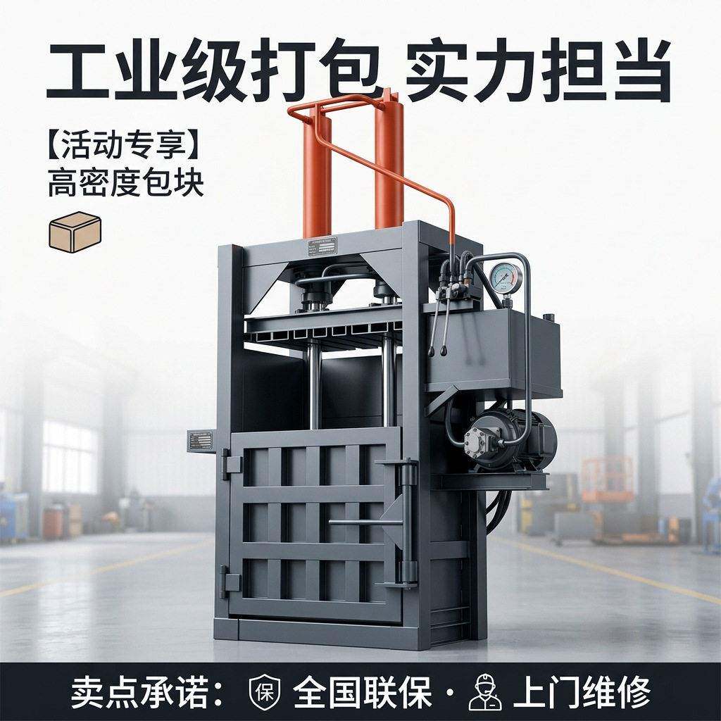 立式废品纸带纸箱捆扎机 80吨双缸塑料边角料压缩机 性能稳定