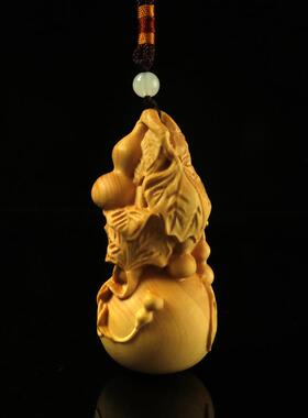 厂家黄杨木雕工艺把玩汽车钥匙挂件饰品葫芦福禄满堂古风
