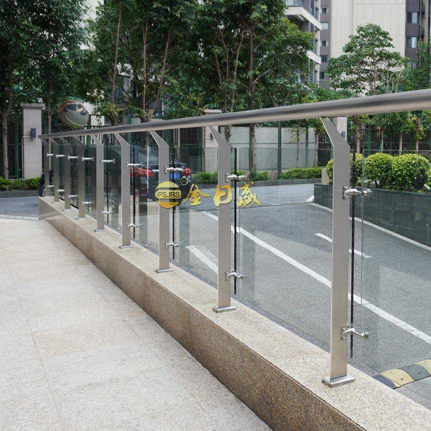 304不锈钢工程护栏阳台钢化玻璃栏杆不锈钢楼梯扶手玻璃立柱工程