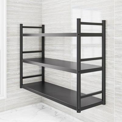 黑色围栏挂墙置物架加厚壁挂式收纳多层饭店微波炉厨房调料上墙架