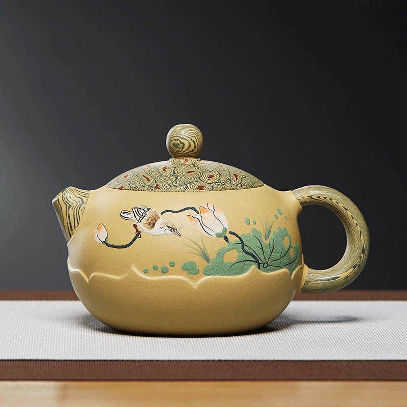宜兴紫砂壶名家手工绞泥泡茶壶莲花西施正宗段泥单壶功夫茶具套组