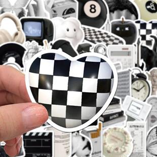 10/20/60pcs Cute Black White Ins Style Stickers Aesthetic De