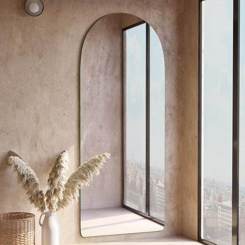 无框粘穿衣全身壁挂镜子贴打墙自挂镜墙上免孔粘贴拱形试衣J-G/YD