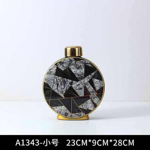 储罐饰工艺品欧式摆件物简约花插陶家居玄关色石纹瓷罐客厅拼罐装