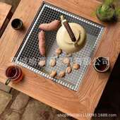 方形老榆几s644木炉桌茶户外庭院煮茶围喝茶小方桌可抽拉原木烧烤