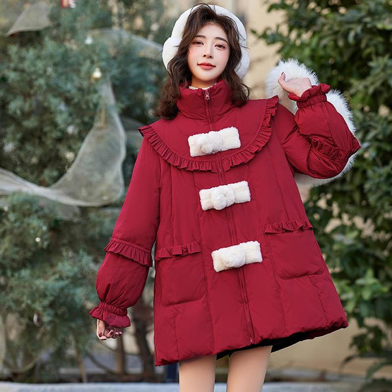 设中长款羽绒女年冬新款个子时ZBAN296小尚洋气小香风计感服红色