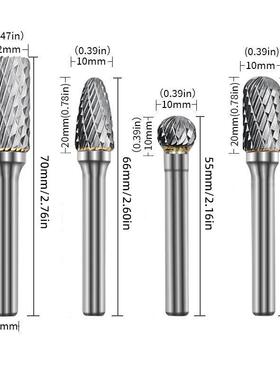 8件套6mm柄钨QPT钢磨头套件装转锉电磨木雕配钨旋钢打磨头灰色盒